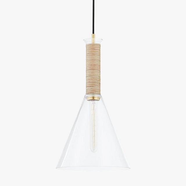 Beckett Glass Pendant, Brass