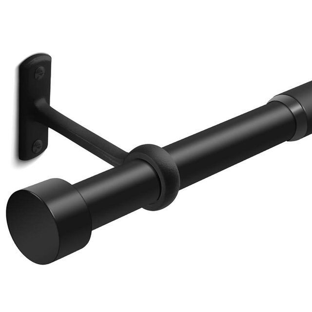 1 Inch Curtain Rods for Windows, 32 to 48 Inch Black Rustic Curtain Rod Set, Modern Design Drapery Rods with Brackets Room Divider Rods, Industrial Window Rods For Indoor and Outdoor