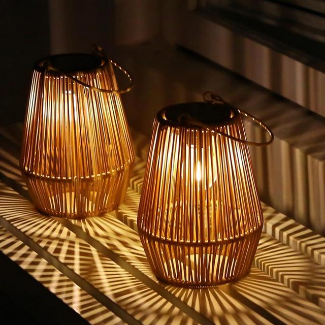 Solar Lanterns Outdoor, KagoLing Solar Hanging Lantern Lights Decorative Christmas Light for Garden Patio Courtyard Lawn-2 Pack