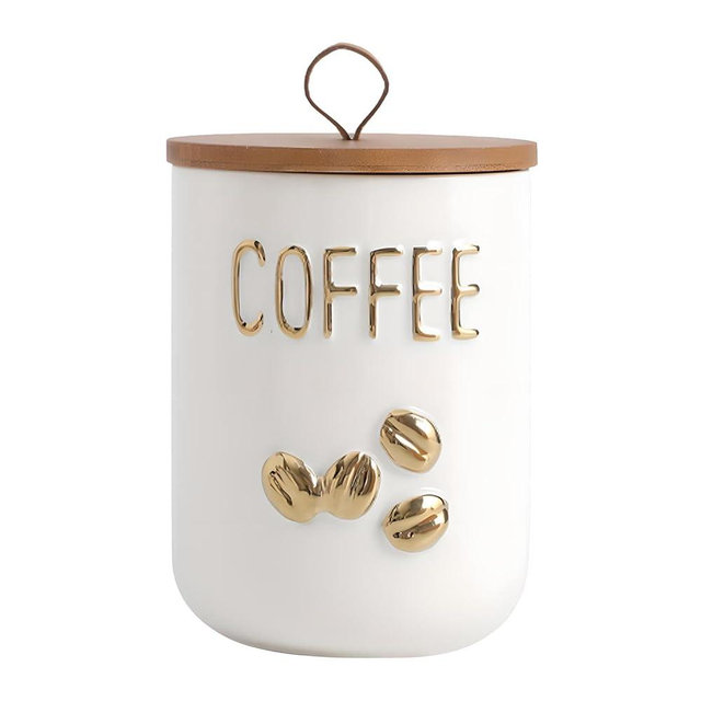 ALSKHEAS Ceramics Coffee Canisters with Airtight Lids, Simple Style Coffee Bean Storage for Kitchen Countertop, White Coffee Container for Ground Coffee Holder (27.05oz/800ml)