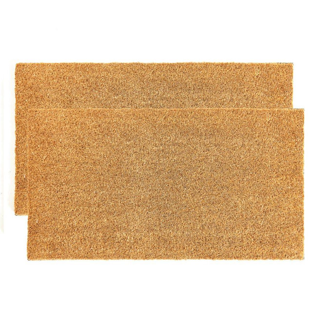 KANKUN Coco Coir Door Mat with Heavy Duty Backing, Welcome Doormat (17" x 30"), Doormat Outdoor Entrance (Pack of 2 - Anti-Shedding)