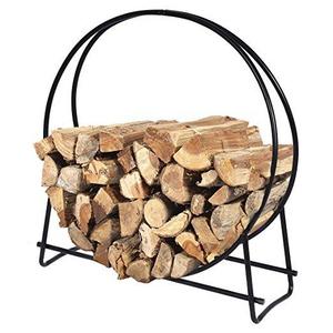 Firewood Log Rack Hoop Tubular Steel Wood Storage Holder for Indoor & Outdoor (40 Inch)