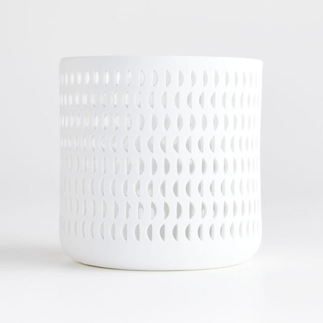 Cali Moon Small White Hurricane Candle Holder