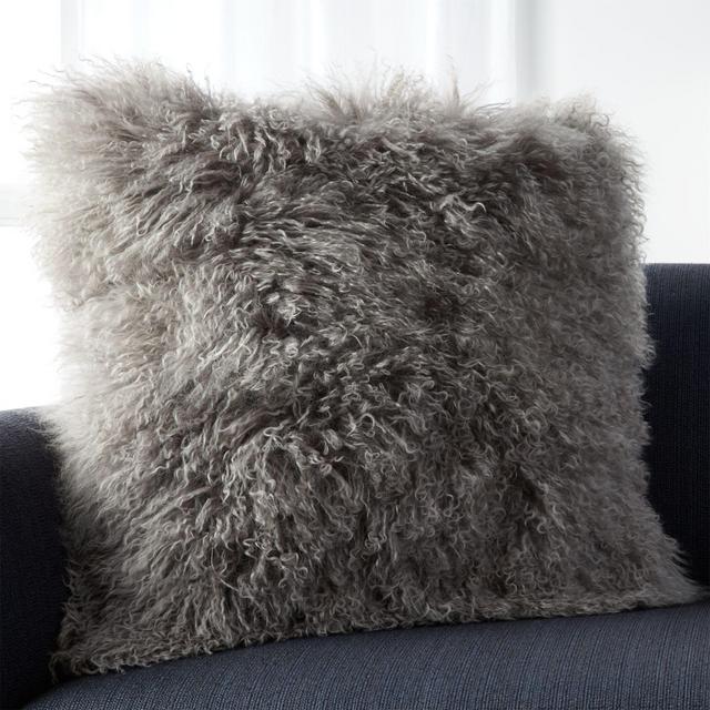 Pelliccia Silver Grey 23" Pillow with Feather-Down Insert