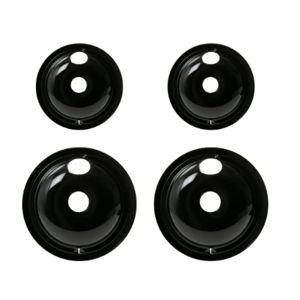 GE Appliances Stove Drip Pans | Genuine Appliances Manufactured OEM Part | Electric Stove Burner Drip Pans | 4 Piece Set, 6" and 8" Drip Pan Kit | Porcelain Range Replacement Stove Burner Bowls