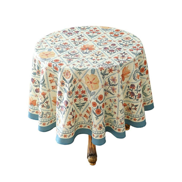ISAENNE Designer Linen Elegant Round Tablecloth,Colorful Floral Bohemian Table Cloth,Wrinkle Resistant Decor Tablecloths for Dining Thanksgiving Kitchen Christmas,Diameter 67"-Floralsea A