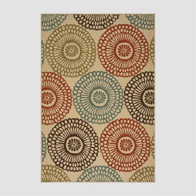 5' x 8' Seastar Medallion Outdoor Rug Beige/Blue - Christopher Knight Home