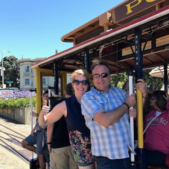 Thumbs up for a trolley ride in the City by the Bay!