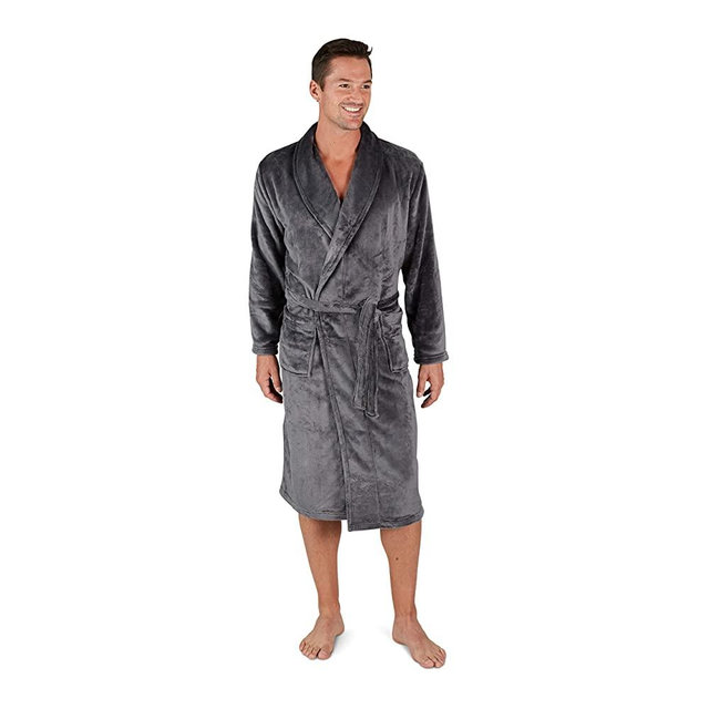 Eddie Bauer Plush Robe for Men, Soft Fleece Spa Bath Robe with Belt
