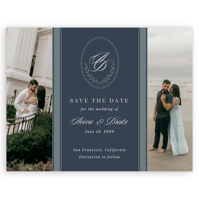 Grayed Navy, Blue Wedding Digital Save the Date - Clyde Multiphoto
