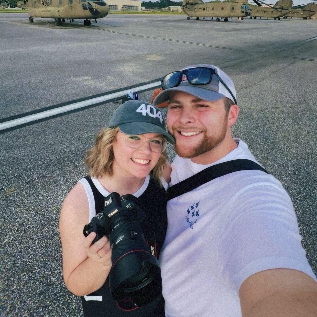 Fulfilling one of Hannah's career dreams - shooting on a military flight line