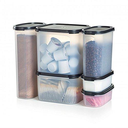 Tupperware Modular Mates Coffee Condiment Organizer Set for Home Black 6 Piece