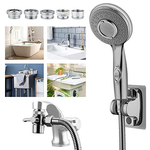 Klleyna Sink Faucet Hose Sprayer for Hair Washing, Shower Head Attachment for Bathtub Baby Bath (5 Adapters), ON/OFF Sprayer Pet Dog Rinse, Faucet Extension for Moen, Kohler, Delta, American Standard