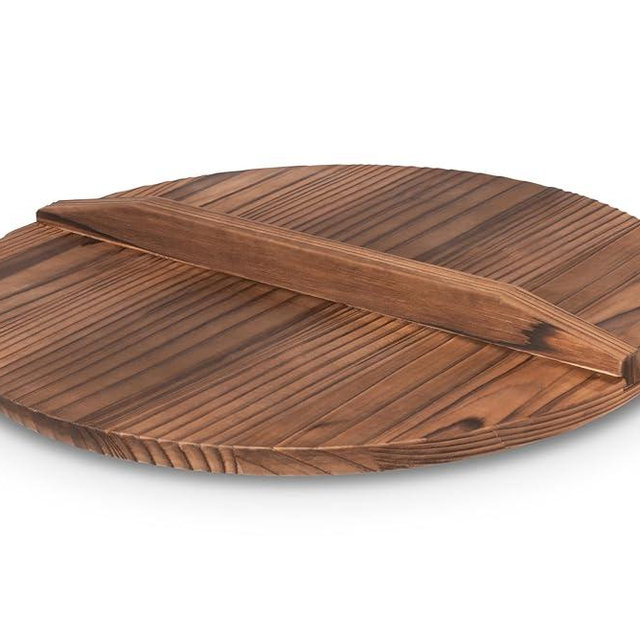 Craft Wok Lid for 14-Inch Woks Traditional Wooden Flat Cover Asian Cookware / 732W323-14in