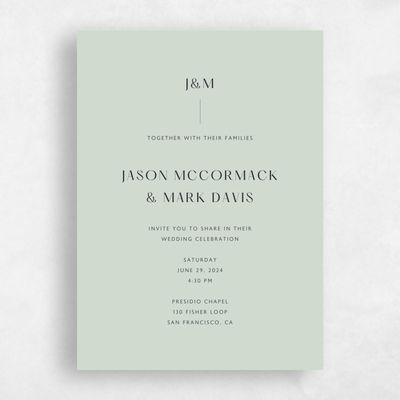 Light Sage, Green Wedding Invitation - Corinth Portrait