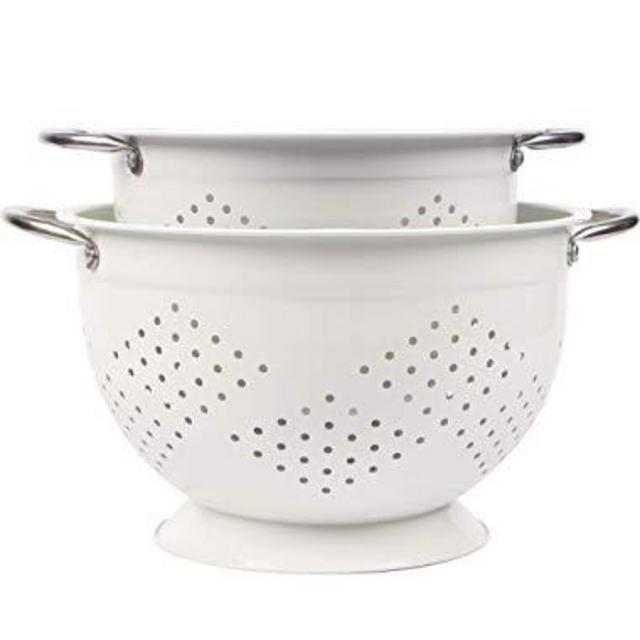 Rorence Powder Coated Steel Colander Set of 2 - White