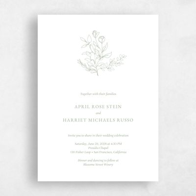 Sage, Green Wedding Invitation - Essenza Portrait Letterpress