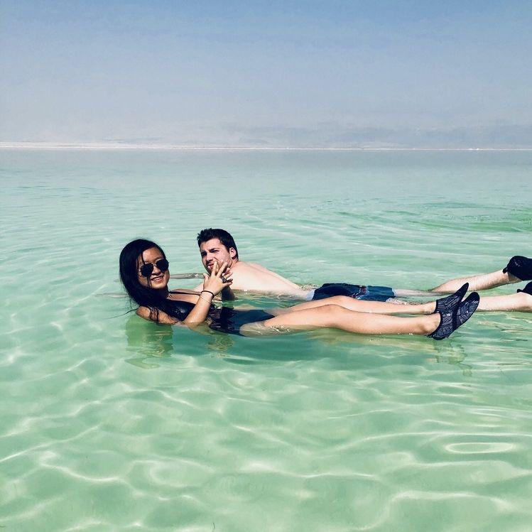 Floating in the Dead Sea together - May 2019