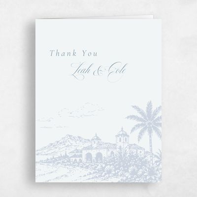 Blue Non-Photo Wedding Thank You - Océan Portrait