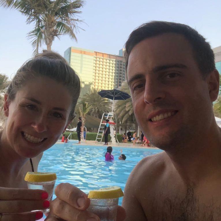 Last night in Abu Dhabi. Our favorite bartender sent us off in style!