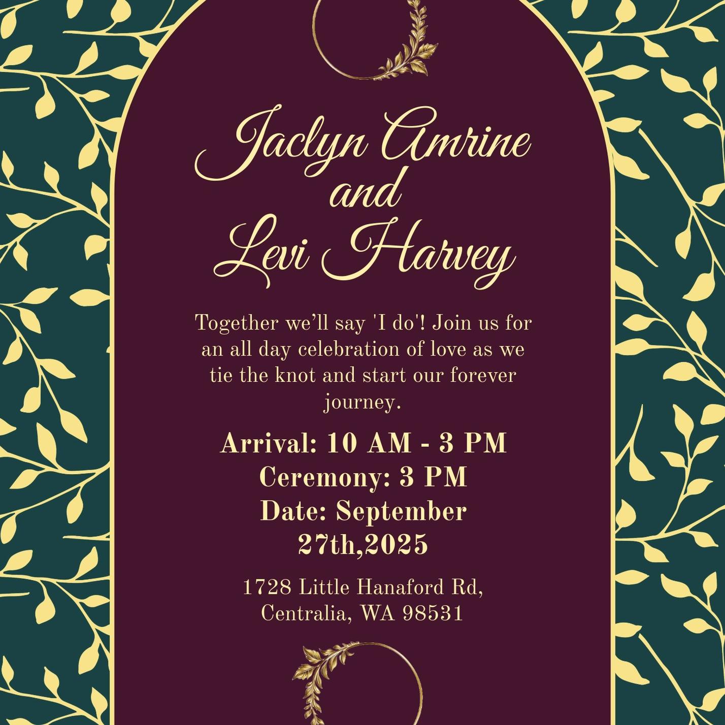 Wedding invite info