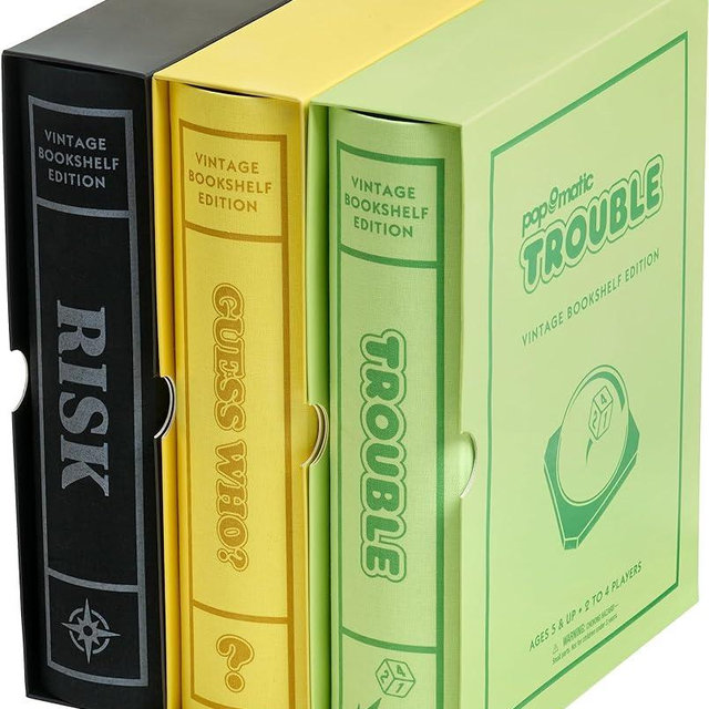 WS Game Company Risk, Trouble, and Guess Who? Vintage Board Game Bookshelf Collection