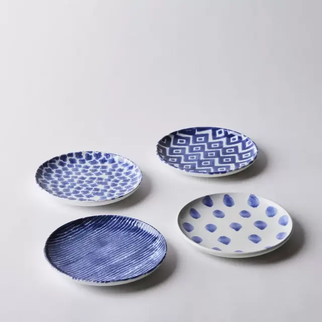 VIETRI Santorini Hand-Painted Blue & White Small Plates