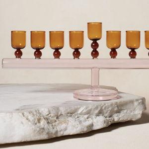 Glass Chanukiah - Amber + Rose
