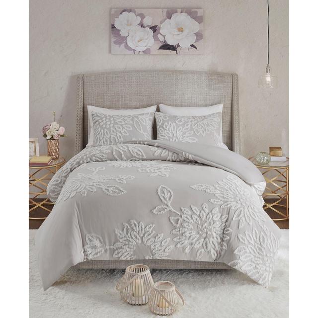 Madison Park Veronica King/California King 3-Pc. Tufted Cotton Chenille Floral Duvet Cover Set