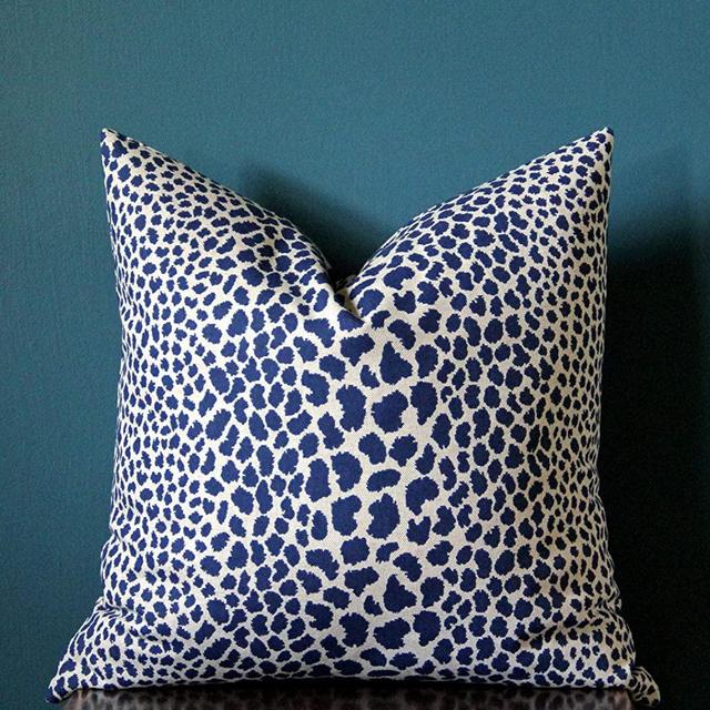 ArogGeld Navy Cheetah Cushion Cover Tan Pillow Covers Leopard Print Pillowcase Animal Blue Home Decorative Pillows For Sofa Couch Housewarming Gift White Flax 18Inch