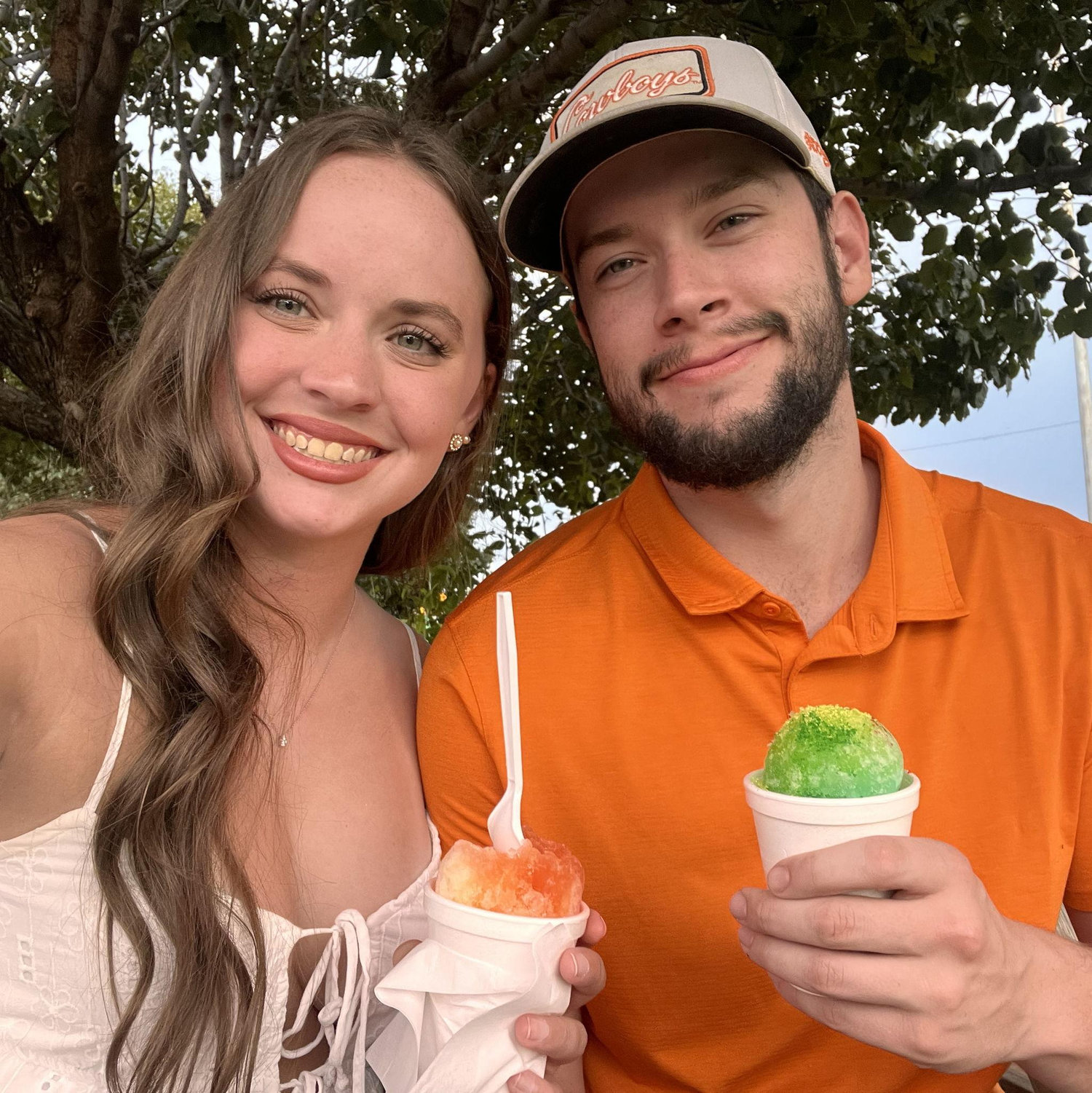 Snow cones at our first date spot!