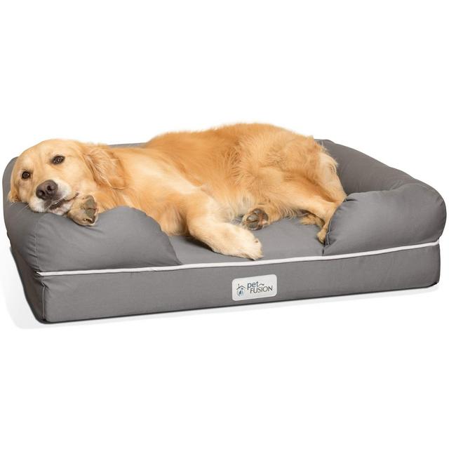 PetFusion Large Orthopedic Dog Bed, 4 Solid Memory Foam, Waterproof liner, Removable Cover. [Gray, Rectangle pet bed, dog couch, dog sofa, dog lounge]. Breathable cotton & polyester fiber blend
