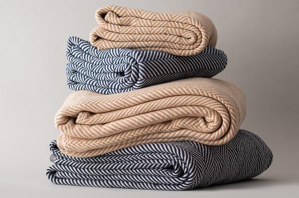 American Made Organic Cotton Herringbone Weave Blanket