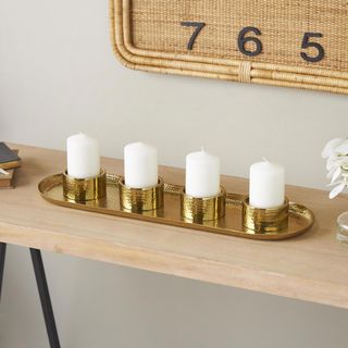 4-Candle Candelabra with Attached Tray