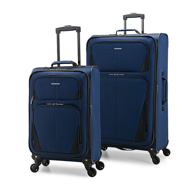 U.S. Traveler Aviron Bay Expandable Softside Luggage with Spinner Wheels, Navy, 2-Piece Set (23/31)