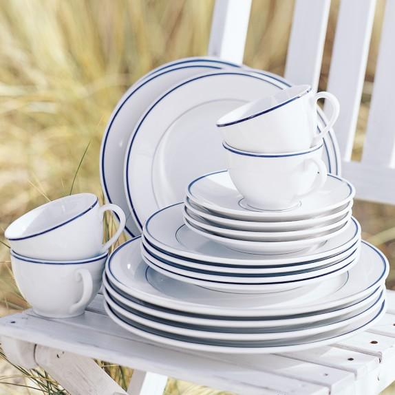 Apilco Tradition Blue-Banded Porcelain Salad Plates