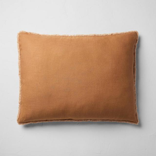 King Euro Heavyweight Linen Blend Throw Pillow Warm Brown - Casaluna™