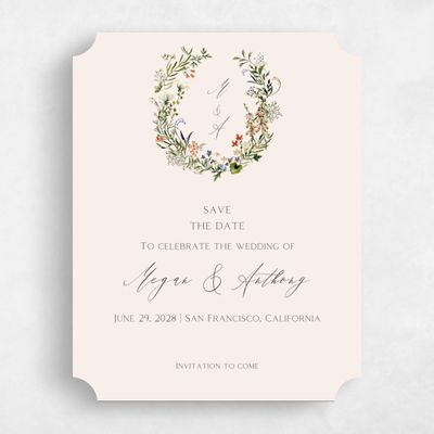 Beige Ticket Wedding Save the Date - Bellfort Portrait