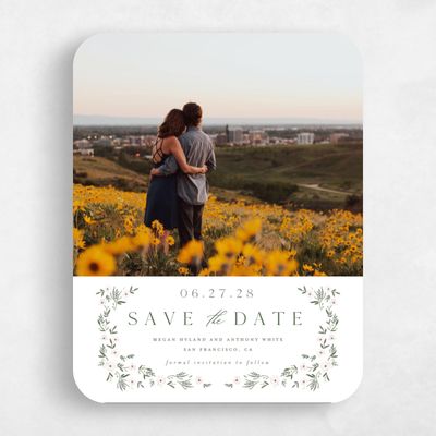 White Rounded Wedding Save the Date - Lenora Photo