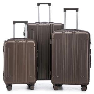 20/24/28 Inch 3 Piece Luggage Set, ABS Spinner Carry On Suitcase with TSA Combination Lock, Lightweight Durable Matching Color Luggage for Travel, Brown
