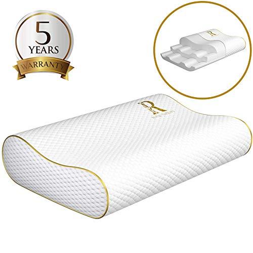 Royal Therapy King Memory Foam Pillow, Neck Pillow Bamboo Adjustable Side Sleeper Pillow for Neck & Shoulder, Support for Back, Stomach, Side Sleepers, Orthopedic Contour (King - 30.3 x 14 x 5.1)