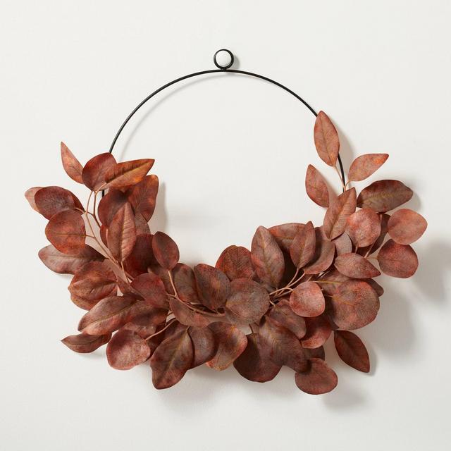 18" Asymmetrical Faux Rusted Eucalyptus Wire Wreath - Hearth & Hand™ with Magnolia