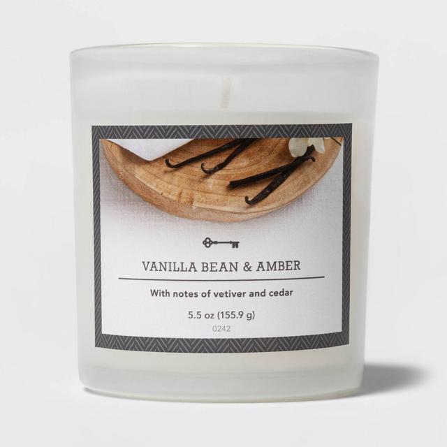 5.5oz Glass Jar Vanilla Bean and Amber Candle - Threshold™
