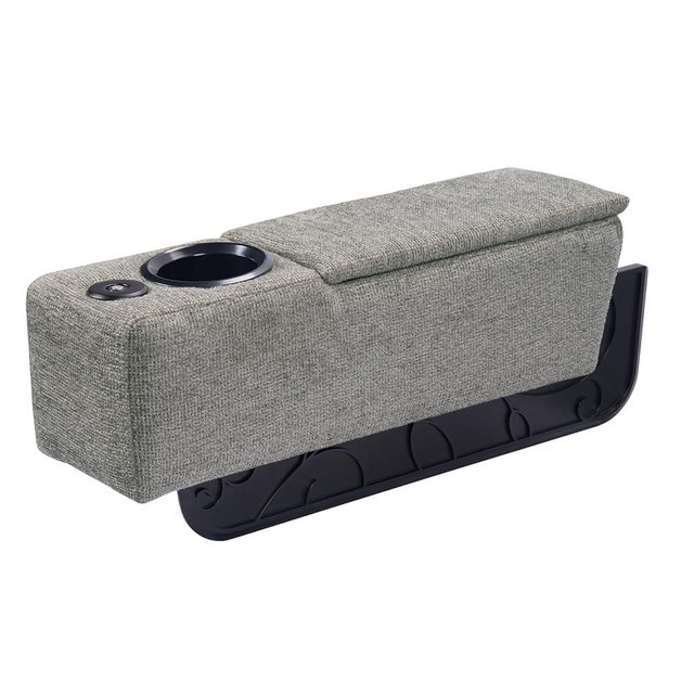 ARMRESTO Multifunctional Sofa Armrest, Couch Armrest with Wireless Charge Stand, Removable Couch Caddy with Storage,Including LED Reading Light,Pewter