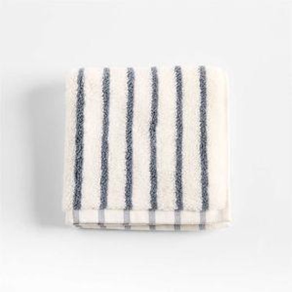 Organic Turkish Cotton Evening Blue Striped Washcloths