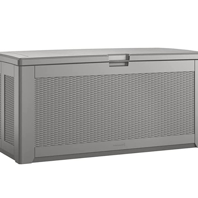 Rubbermaid Outdoor Easy Install Deck Box, Extra Large, Weather Resistant, Gray for Lawn, Garden, Pool, Tool Storage, Home Organization