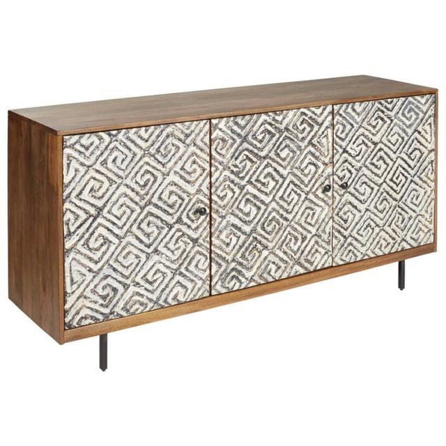 Kerrings Accent Cabinet Brown/Black/White - Signature Design by Ashley: Contemporary Style, 3 Shelves, Wood Composite