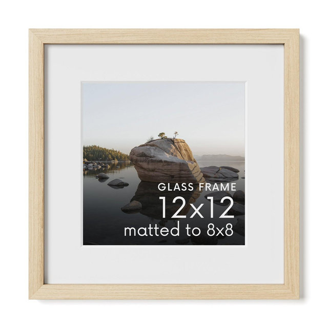 Haus and Hues Oak Picture Frame with Glass, Natural, 12x12
