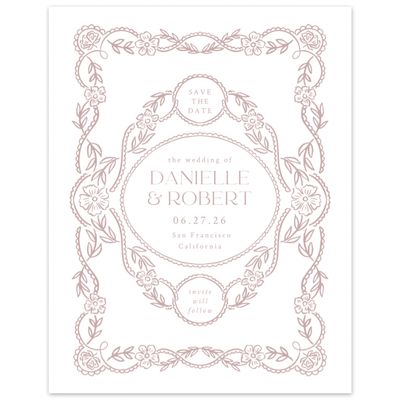 Grayed Mauve, Pink Wedding Digital Save the Date - Estella Classic
