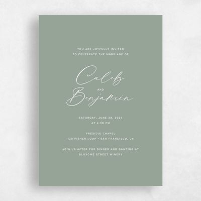 Sage, Green Wedding Invitation - Halbert Portrait